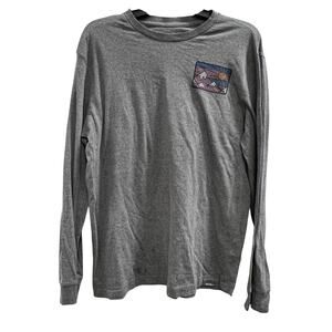 Eddie Bauer Mountain Graphic gray purple long sleeve hiking T-Shirt sz M